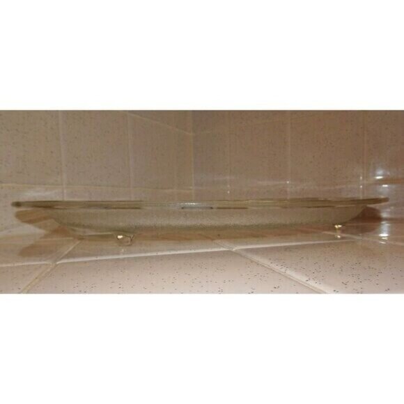 Vintage Inland Glass MCM Clear Meat Platter Atomic Gold Black Starburst tray - Picture 6 of 9
